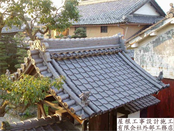 大垣市 S寺様山門 いぶし瓦葺替工事